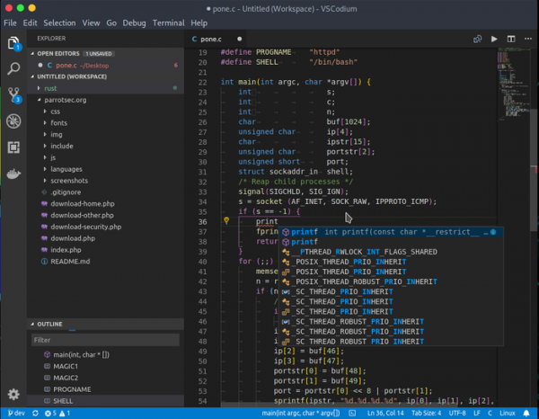 Проект VSCodium развивает полностью открытый вариант редактора Visual Studio Code