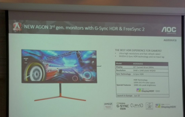200 Гц, FreeSync 2 и G-Sync HDR: монитор AOC Agon AG353UCG поступит в продажу летом