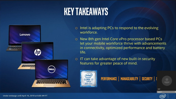 Intel представила мобильные процессоры Intel Core vPro 8-го поколения
