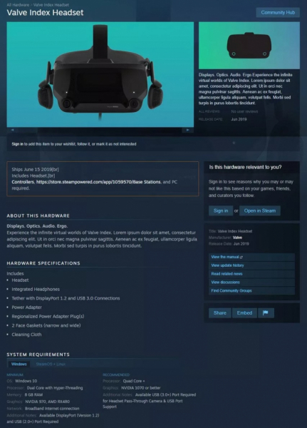 VR-шлем Valve Index начнёт продаваться в июне, предзаказы стартуют 1 мая