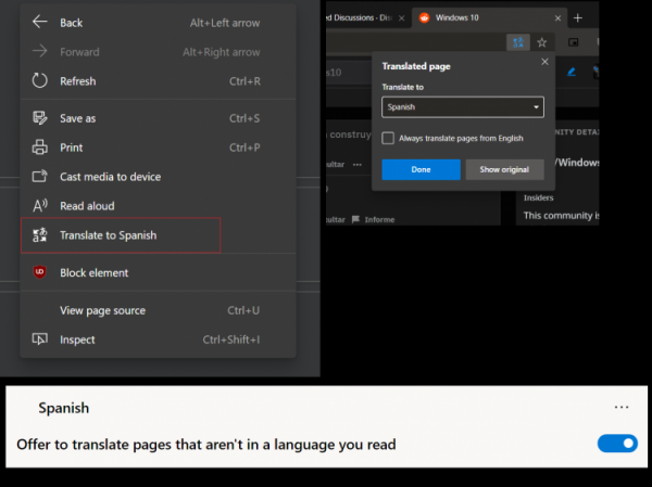 Microsoft Edge получит встроенный переводчик