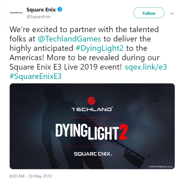 Dying Light 2 покажут во время прямой трансляции Square Enix на Е3 2019