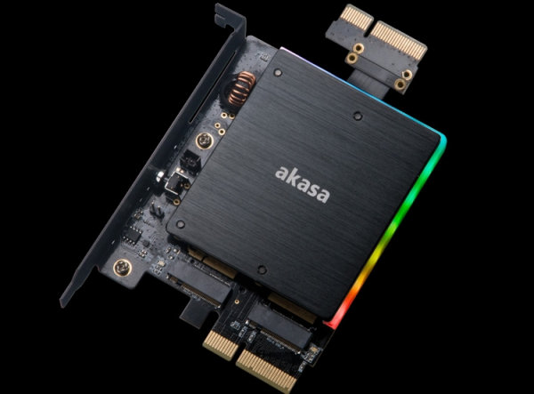 Akasa представила PCIe-адаптер для двух накопителей M.2 с RGB-подсветкой