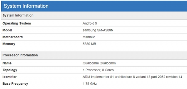 Смартфон Samsung Galaxy A90 с поддержкой 5G протестирован в Geekbench