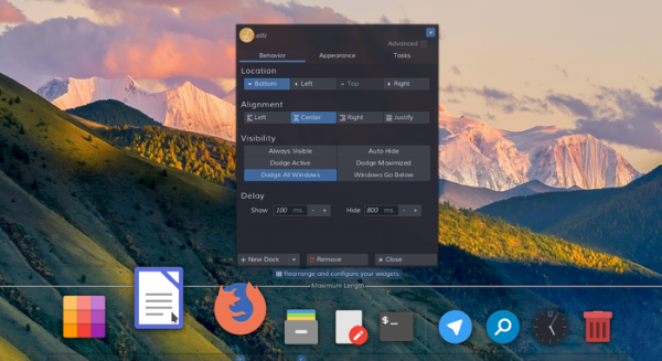 Выпуск Latte Dock 0.9, альтернативной панели для KDE 