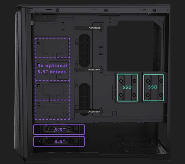 За сетчатой панелью корпуса Phanteks Eclipse P400A скрываются три RGB-вентилятора