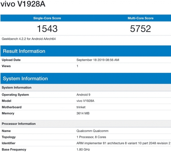 Смартфон Vivo U10 замечен с процессором Snapdragon 665