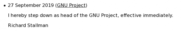 Столлман отказался от руководства проектом GNU (объявление удалено)