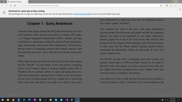 Из классического Microsoft Edge уберут поддержку EPUB