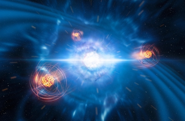 Впервые зафиксировано образования тяжёлого элемента при столкновении нейтронных звёзд