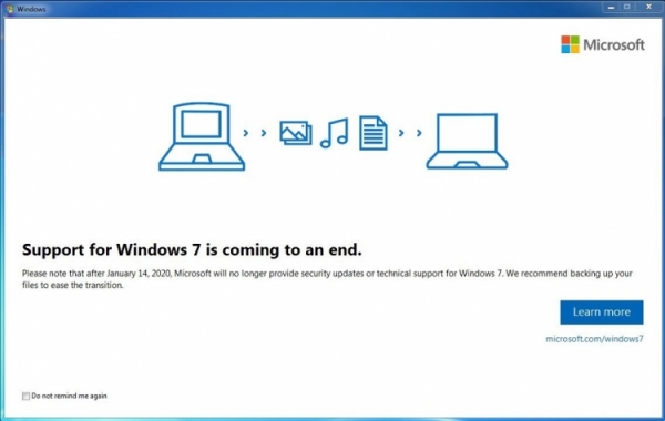 Windows 7 выдаёт уведомление о необходимости обновления до Windows 10