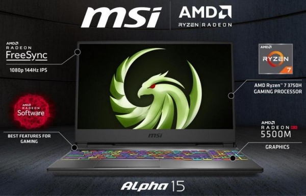 MSI Alpha 15: первый ноутбук компании на Ryzen и первый в мире с Radeon RX 5500M