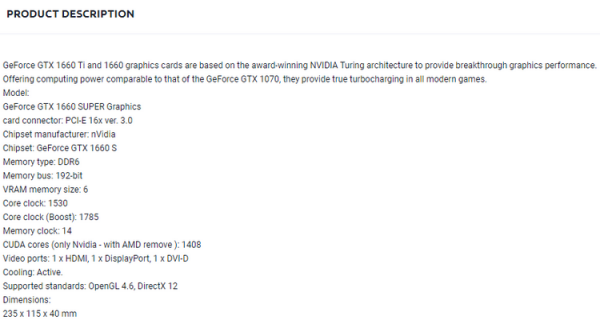 NVIDIA GeForce GTX 1660 Super будет отличаться лишь памятью GDDR6