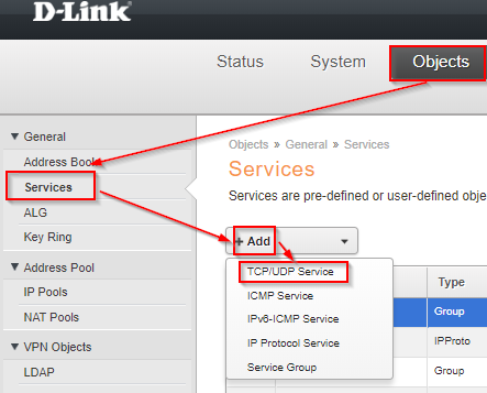 Публикация сервера через шлюз D-Link DFL