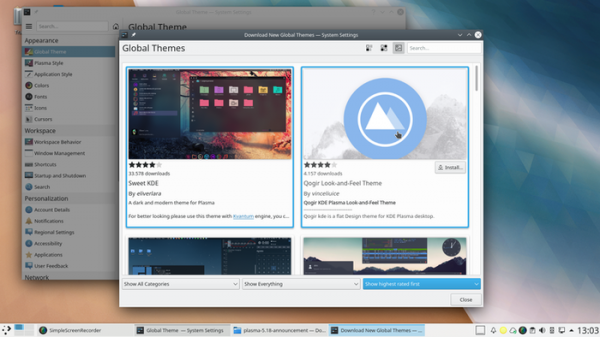 Релиз рабочего стола KDE Plasma 5.18