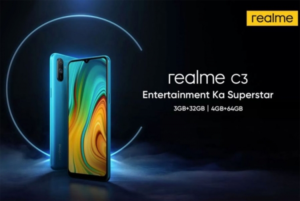 Realme C3: смартфон с 6,5" экраном HD+, чипом Helio G70 и мощным аккумулятором
