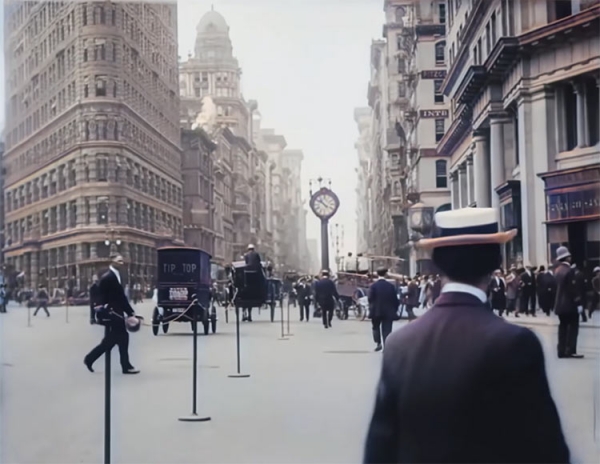 C помощью нейросетей съёмка Нью-Йорка 1911 года превращена в цветное видео 4k/60p