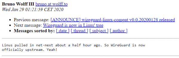 В ядро Linux 5.6 включили VPN WireGuard