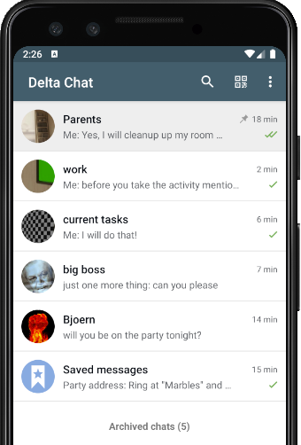 Доступен мессенджер Delta Chat 1.2 для Android и iOS