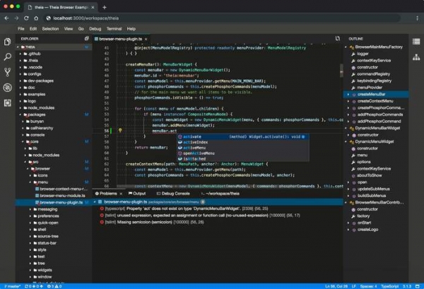 Выпуск Eclipse Theia 1.0, альтернативы редактору кода Visual Studio Code