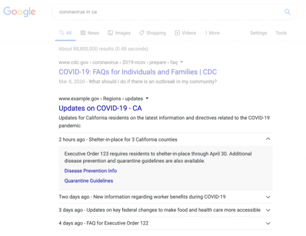 Правительственные сообщения на тему коронавируса будут выделяться в поисковике Google