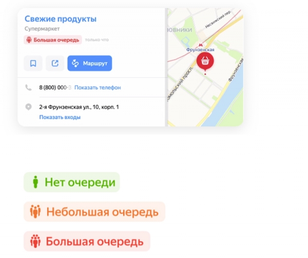 «Яндекс.Карты» предупредят об очередях в супермаркетах