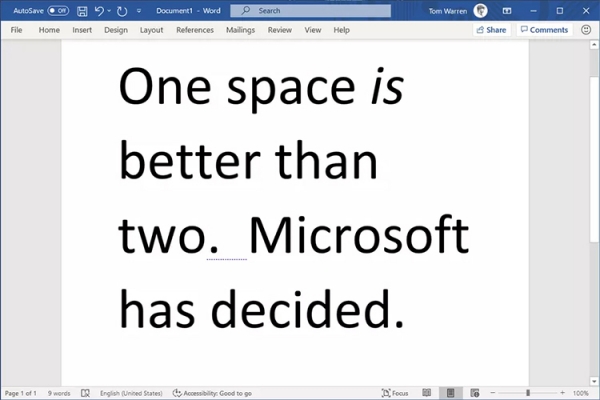 Конец спорам: Microsoft Word начал помечать двойной пробел как ошибку