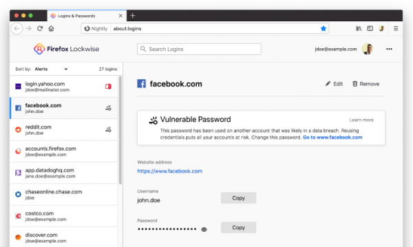 Браузер Firefox теперь предупреждает пользователя об утечке пароля
