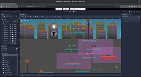 Среда проектирования игр Godot адаптирована для работы в web-браузере