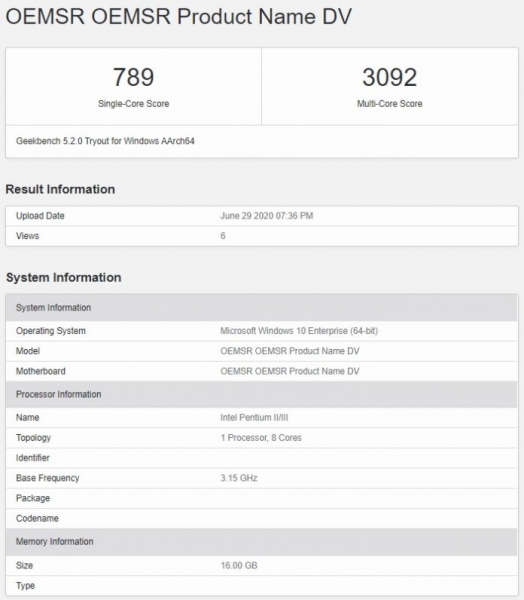 Неизвестное устройство Microsoft на ARM-процессоре Snapdragon 8cx Plus отметилось в Geekbench