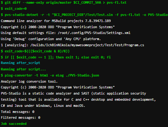 Анализ merge request'ов в GitLab с помощью PVS-Studio для C#
