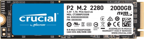 Вместимость SSD-накопителей Crucial P2 формата М.2 достигла 2 Тбайт