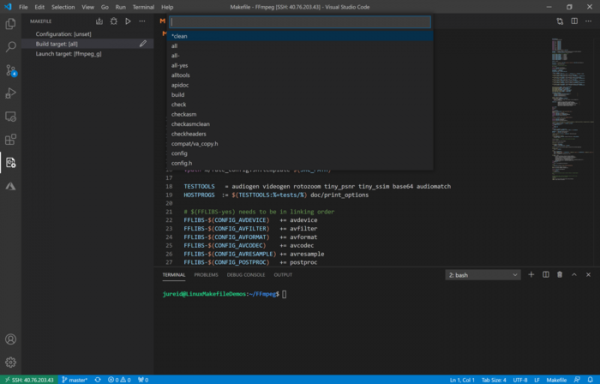 В редакторе кода Visual Studio Code появилась поддержка Makefile