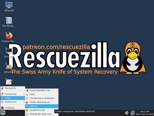 Выпуск дистрибутива для резервного копирования Rescuezilla 2.2