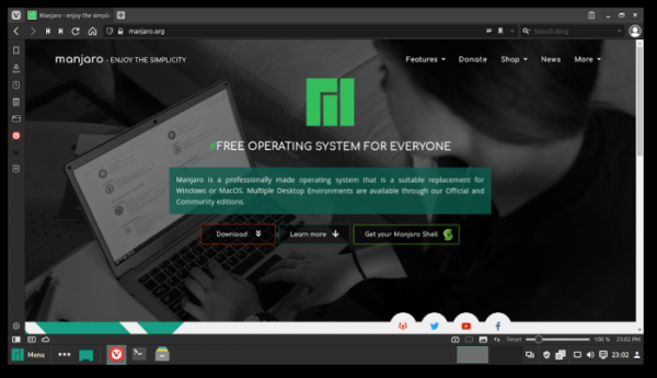 Vivaldi выбран браузером по умолчанию в Linux-дистрибутиве Manjaro Cinnamon