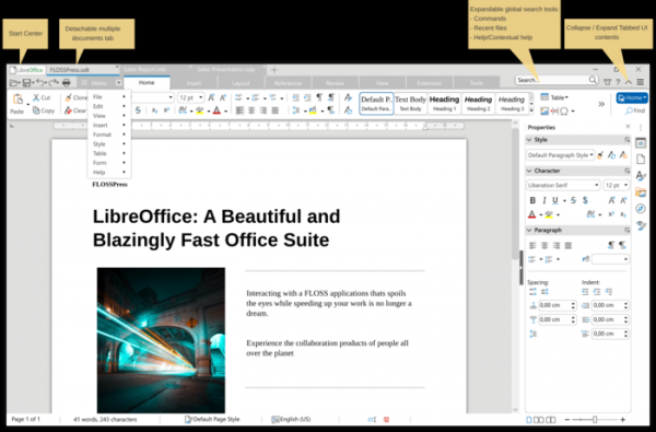 Доступен макет нового интерфейса LibreOffice 8.0 с поддержкой вкладок