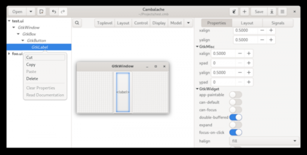Релиз Cambalache 0.8.0, инструмента для разработки GTK-интерфейсов 