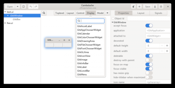 Релиз Cambalache 0.8.0, инструмента для разработки GTK-интерфейсов 