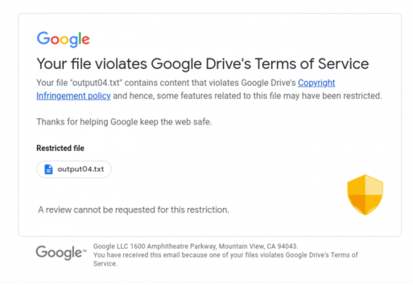 Google Drive по ошибке выявляет нарушения авторских прав в файлах с одним числом