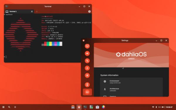 Доступна операционная система dahliaOS 220222, сочетающая технологии Linux и Fuchsia