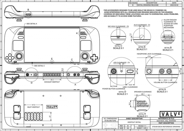 Компания Valve опубликовала CAD-файлы корпуса игровой консоли Steam Deck