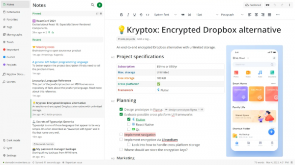 Открыт код платформы для ведения заметок Notesnook, конкурирующей с Evernote