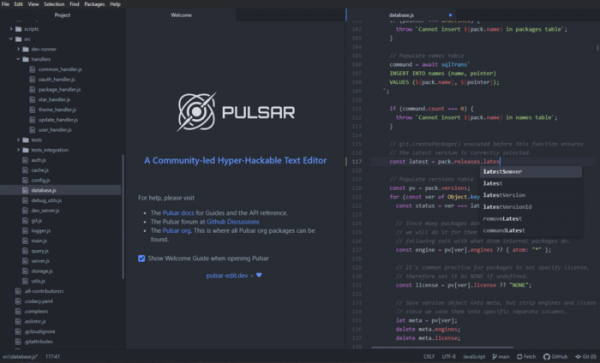 Первый выпуск проекта Pulsar, подхватившего разработку редактора кода Atom