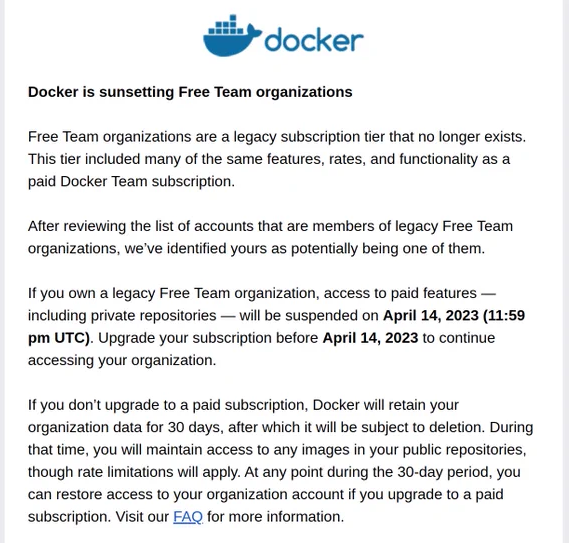 Docker Hub упраздняет бесплатный сервис для организаций, развивающих открытые проекты