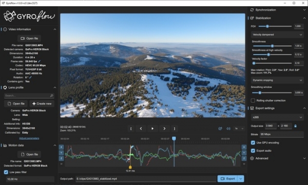 Выпуск Gyroflow 1.5.1, программы для стабилизации видео