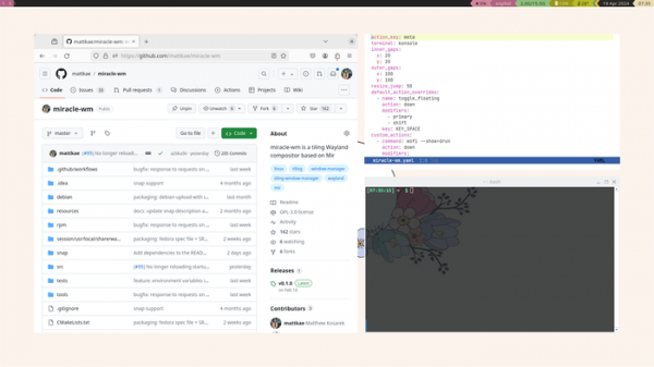 Опубликован miracle-wm 0.2, композитный менеджер на базе Wayland и Mir 