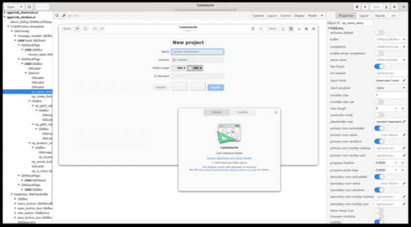 Выпуск Cambalache 0.90, инструмента для разработки GTK-интерфейсов 