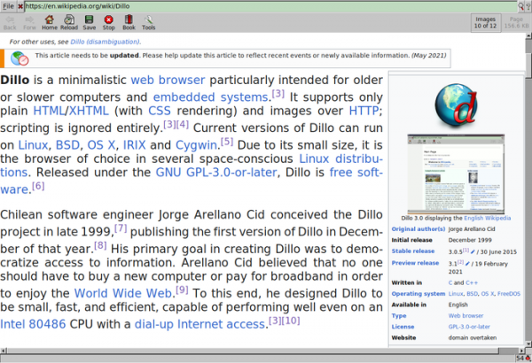 После многолетнего забвения опубликован минималистичный web-браузер Dillo 3.1