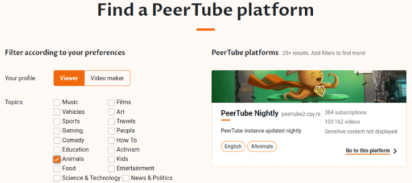 Выпуск децентрализованной видеовещательной платформы PeerTube 6.1