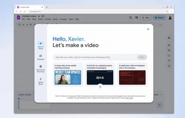 Приложение Google Vids сможет быстро создавать видеопрезентации с помощью ИИ Gemini